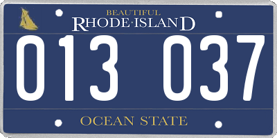 RI license plate 013037