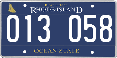 RI license plate 013058