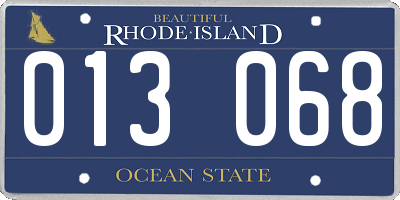 RI license plate 013068