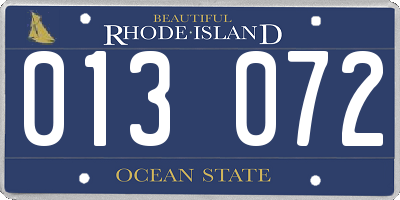 RI license plate 013072