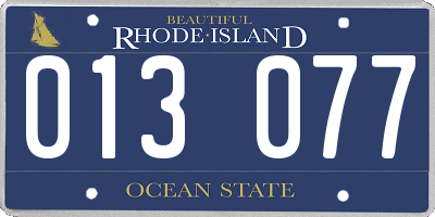 RI license plate 013077