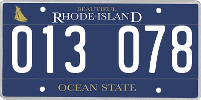 RI license plate 013078