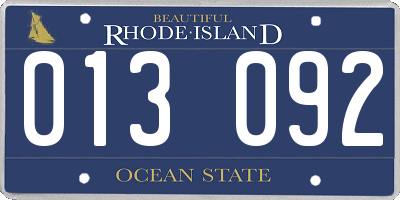 RI license plate 013092