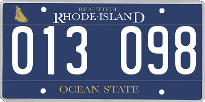 RI license plate 013098