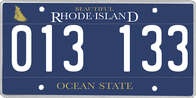 RI license plate 013133