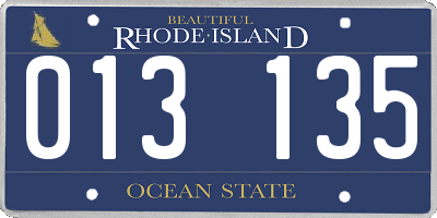 RI license plate 013135