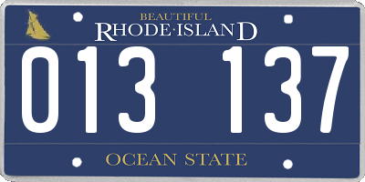 RI license plate 013137