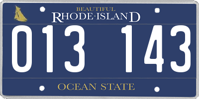 RI license plate 013143