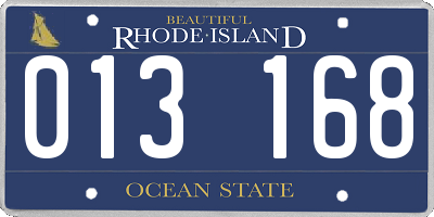 RI license plate 013168