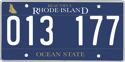 RI license plate 013177