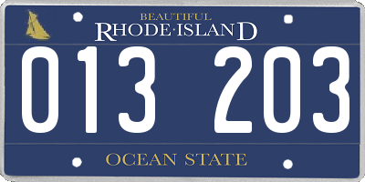 RI license plate 013203