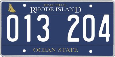RI license plate 013204