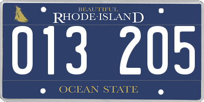 RI license plate 013205