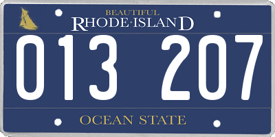 RI license plate 013207