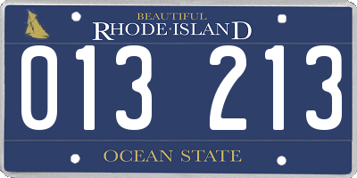 RI license plate 013213