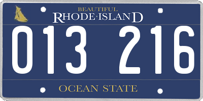 RI license plate 013216