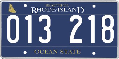 RI license plate 013218