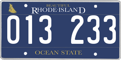 RI license plate 013233