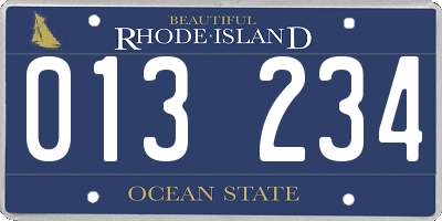 RI license plate 013234