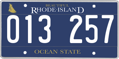 RI license plate 013257