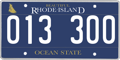 RI license plate 013300