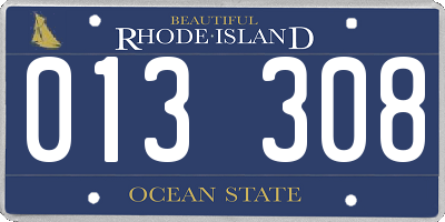 RI license plate 013308