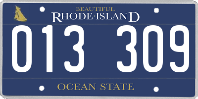 RI license plate 013309