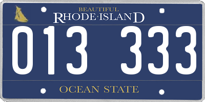 RI license plate 013333