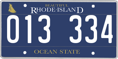 RI license plate 013334