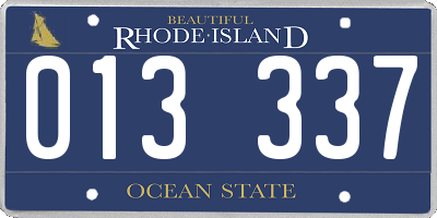 RI license plate 013337