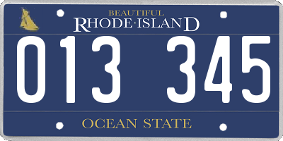 RI license plate 013345