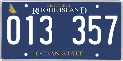 RI license plate 013357