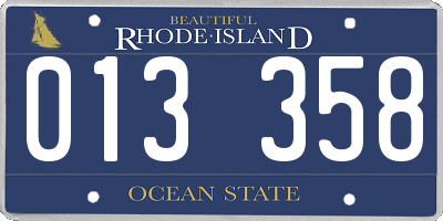 RI license plate 013358