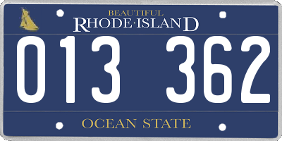 RI license plate 013362