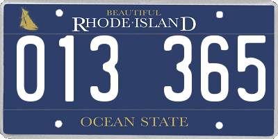 RI license plate 013365