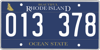 RI license plate 013378