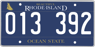 RI license plate 013392