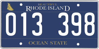 RI license plate 013398