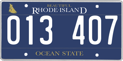 RI license plate 013407