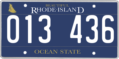 RI license plate 013436