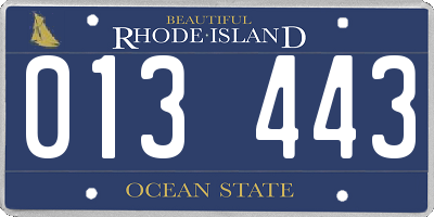 RI license plate 013443