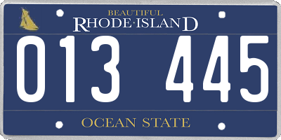 RI license plate 013445