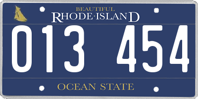 RI license plate 013454