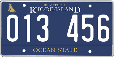 RI license plate 013456