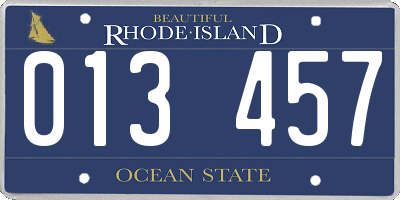 RI license plate 013457