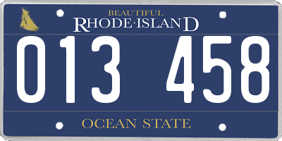 RI license plate 013458