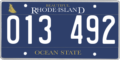 RI license plate 013492