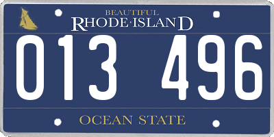 RI license plate 013496