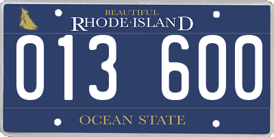 RI license plate 013600