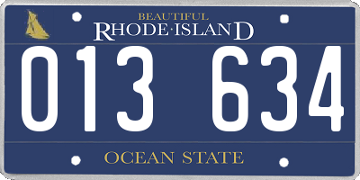 RI license plate 013634